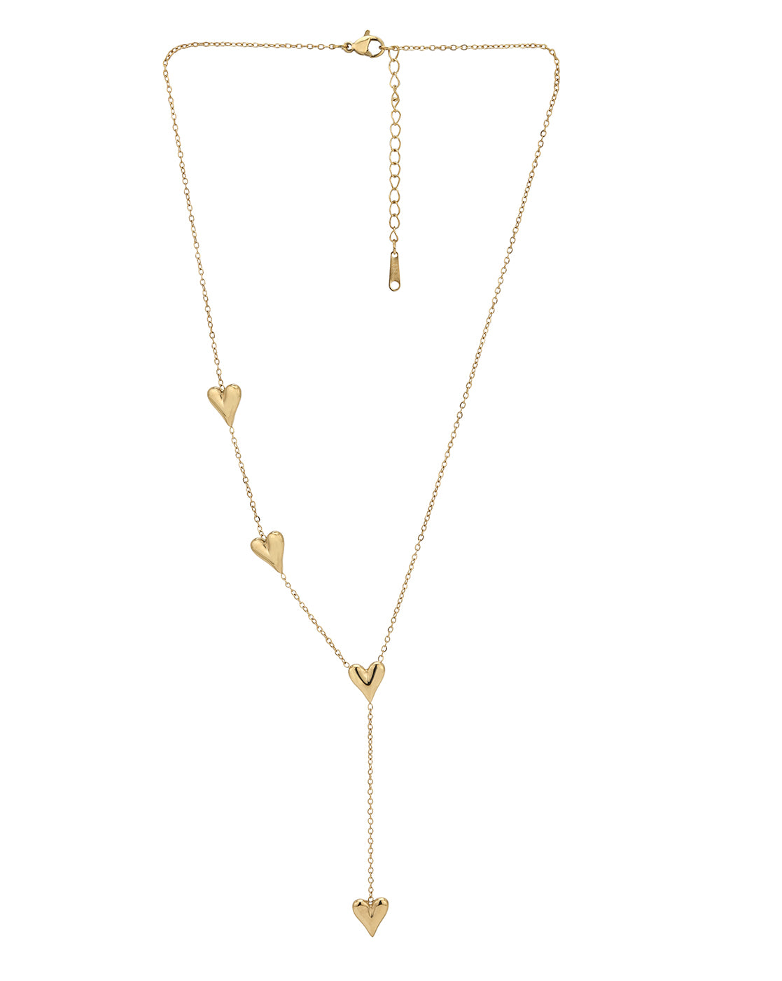 Gold Plated Heart Lariat Necklace