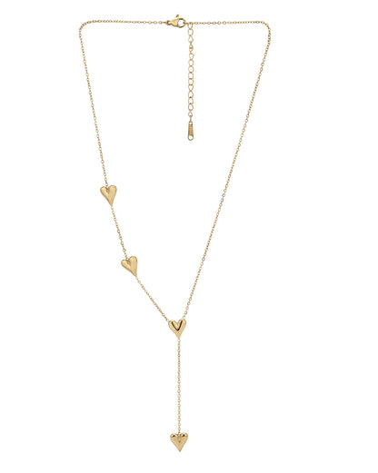 Gold Plated Heart Lariat Necklace