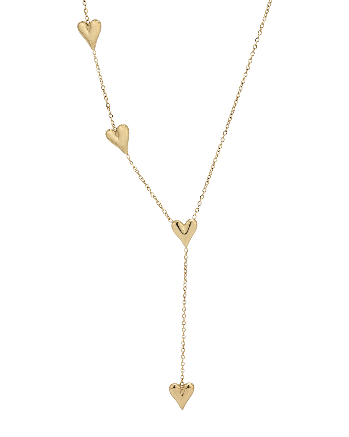 Gold Plated Heart Lariat Necklace