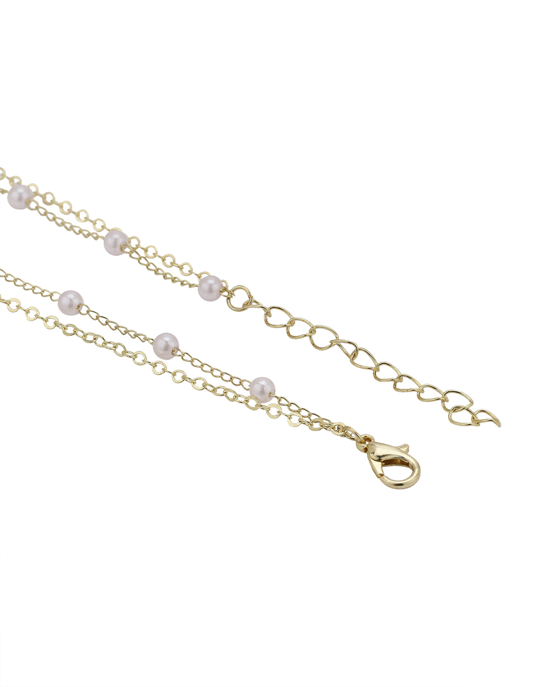 Gold Plated Pearl and Floral Lariat Layered Necklace