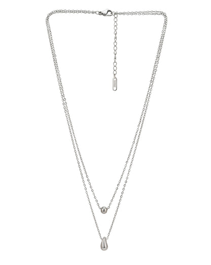 Silver Plated Water Drop Layered Necklace