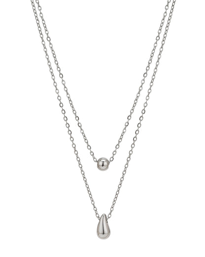 Silver Plated Water Drop Layered Necklace