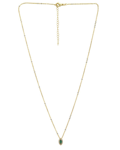 Gold Plated Green CZ Oval Necklace