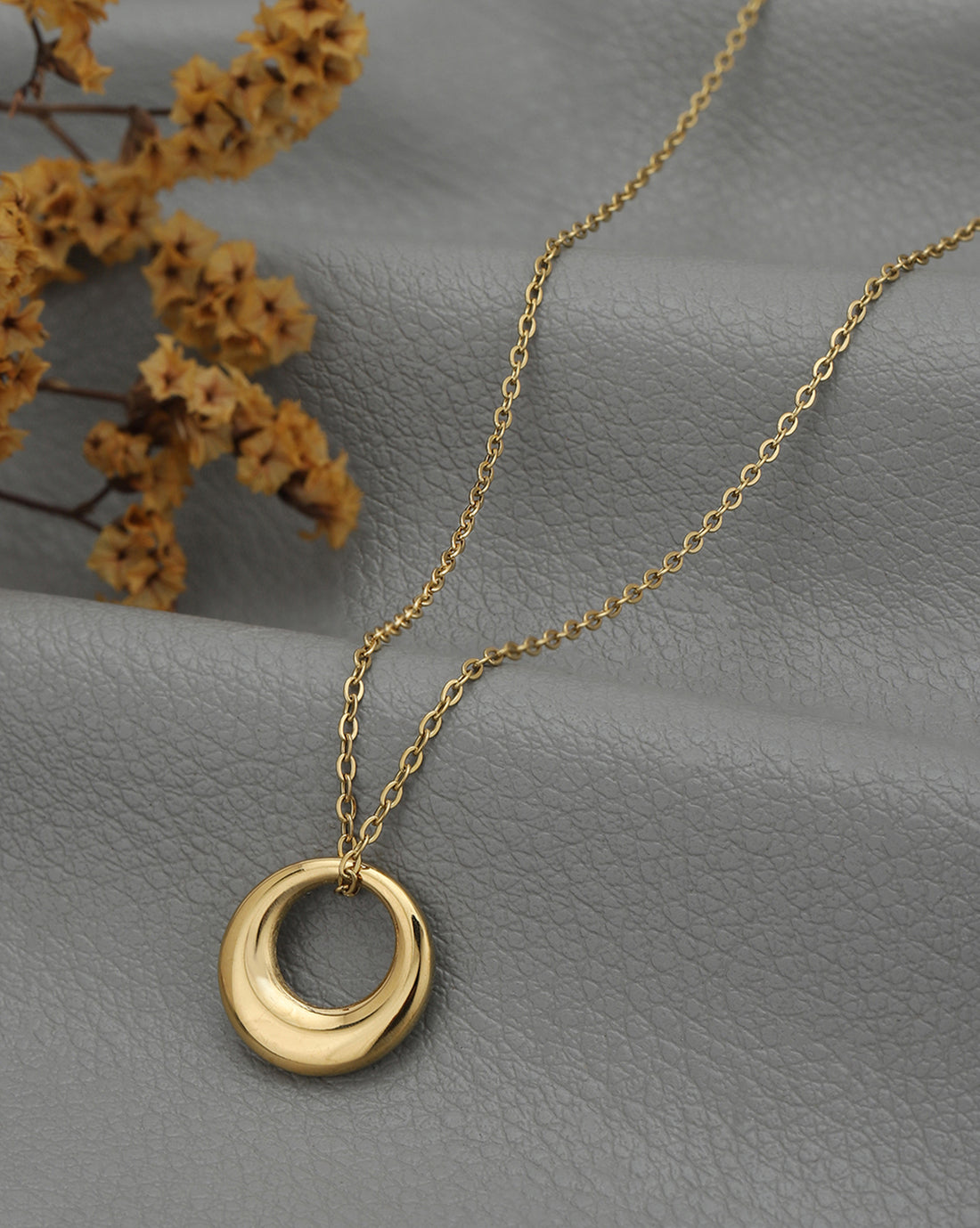 Gold Plated Circular Pendant and Chain