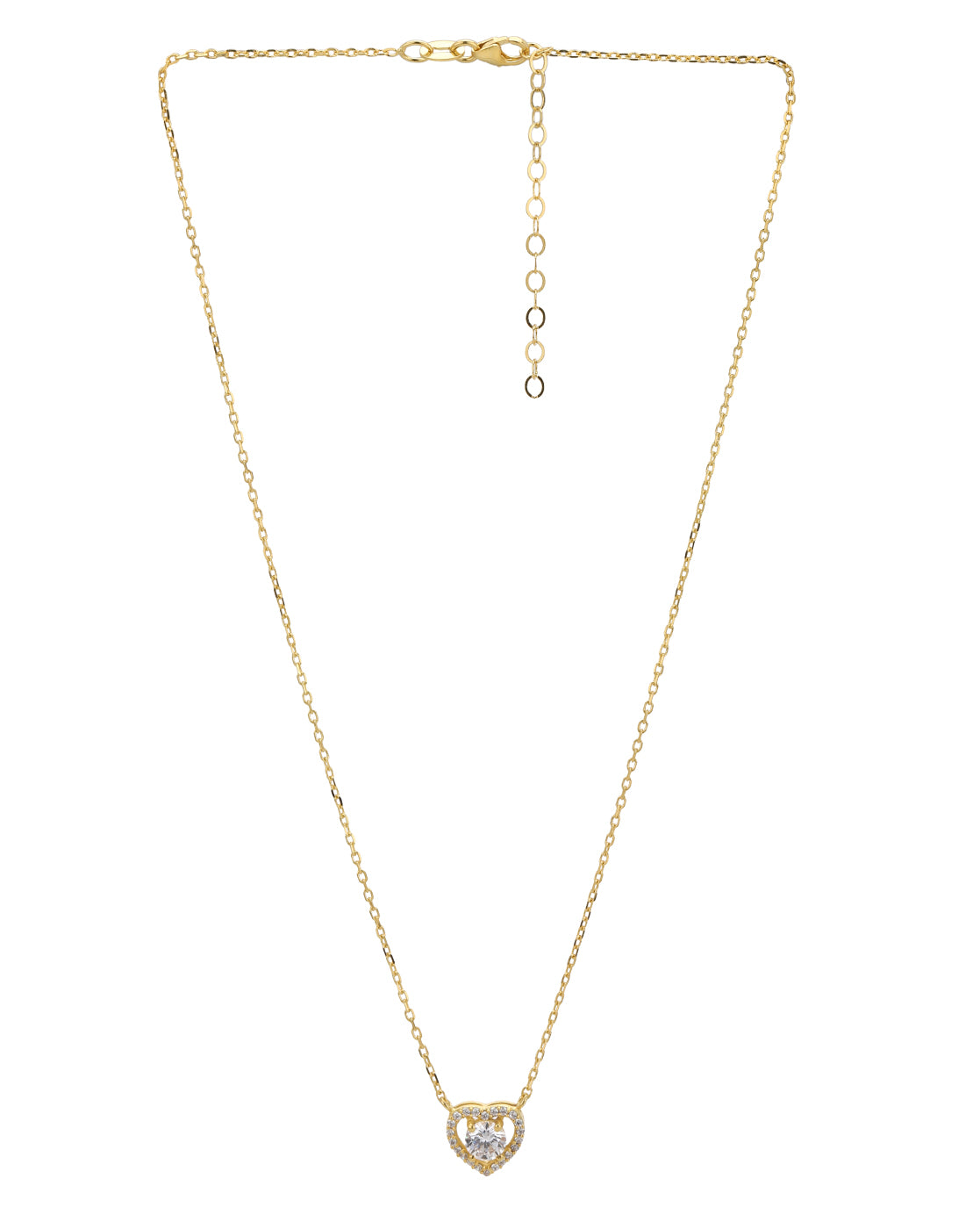 18kt Gold Plated CZ Heart Pendant and Chain Necklace