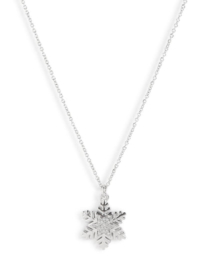 Rhodium Plated CZ Snowflake Pendant with Chain