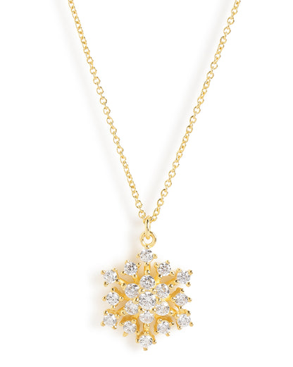 18kt Gold Plated CZ Snowflake Pendant with Chain