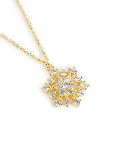 18kt Gold Plated CZ Snowflake Pendant with Chain