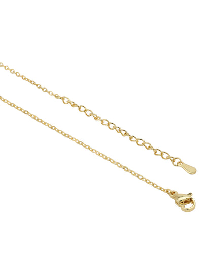 Gold Plated CZ studded Curved Bar Pendant Necklace