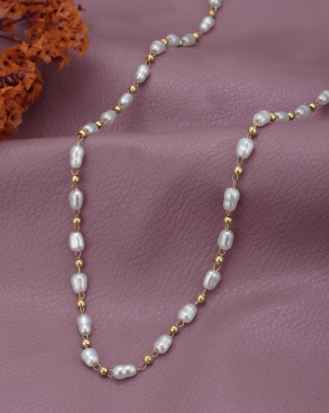 Rose Gold Plated Pearl Necklace