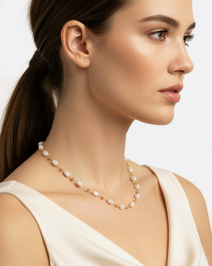 Rose Gold Plated Pearl Necklace