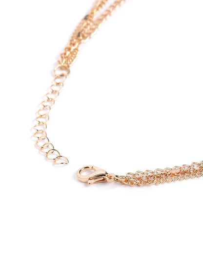 Rose Gold Plated CZ Moon and Star Pendant Multi Layered Necklace