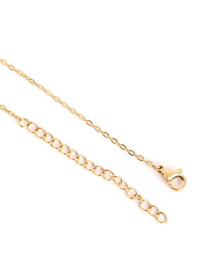 Genz 18kt Gold Plated Floral Enamel Lariat Necklace
