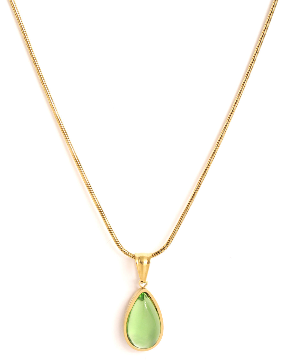 18kt Gold Plated Green Cats Eye Pendant with Chain
