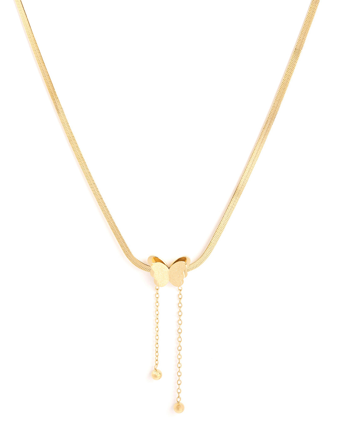 18kt Gold Plated Snake Chain Butterfly Lariat Necklace