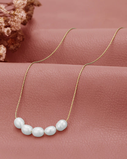18kt Gold Plated Multiple Pearl Necklace