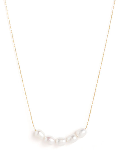 18kt Gold Plated Multiple Pearl Necklace