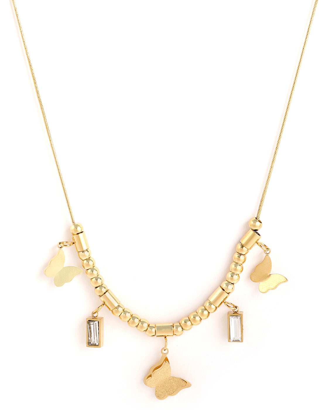 18kt Gold Plated CZ Multiple Butterfly Charm Necklace