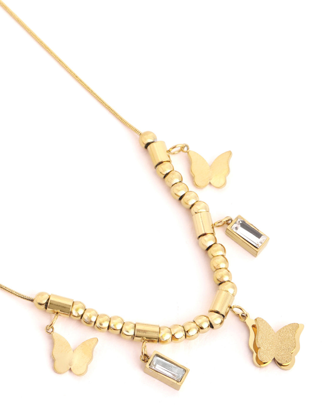 18kt Gold Plated CZ Multiple Butterfly Charm Necklace