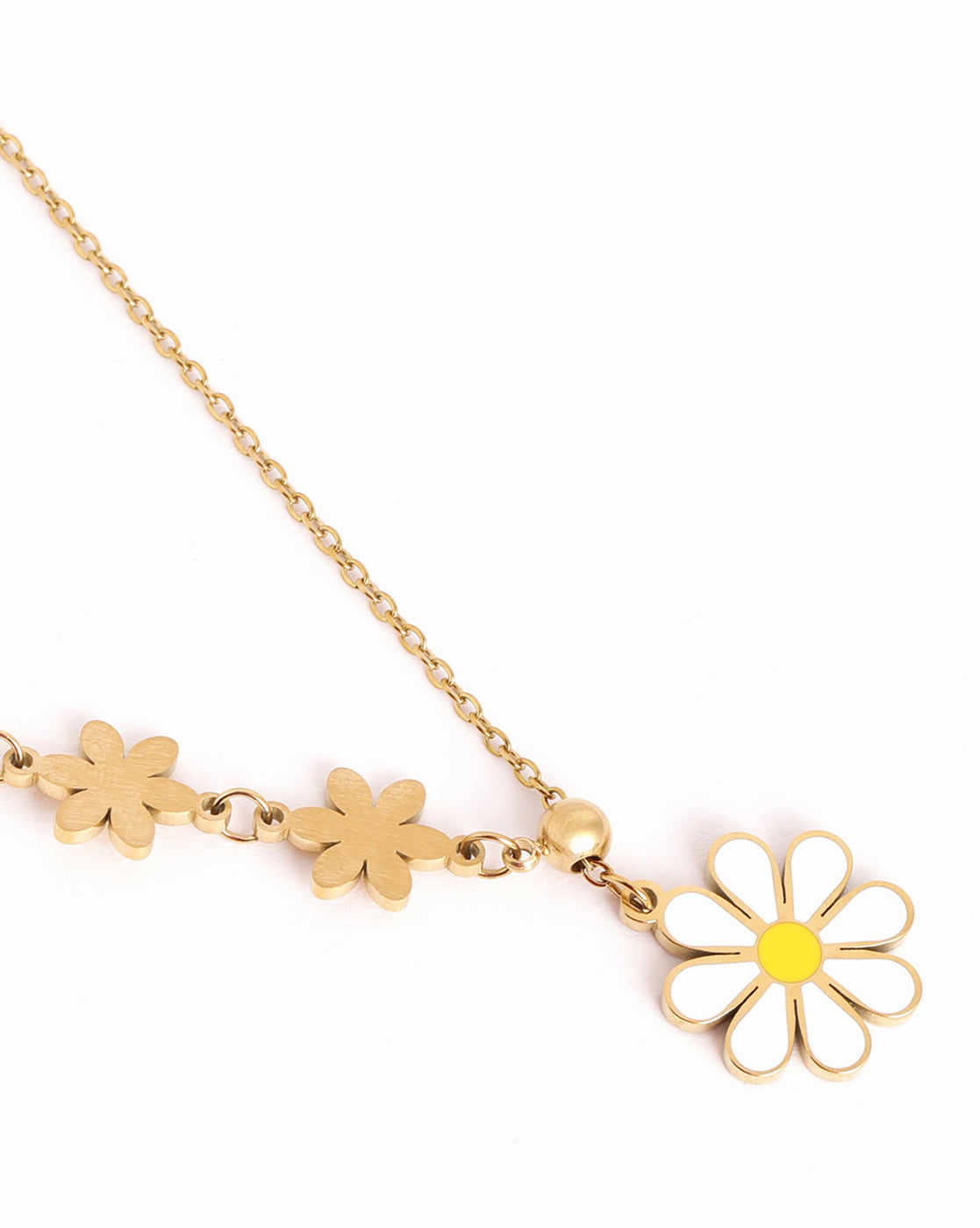 18kt Gold Plated Multiple Floral Enamel Necklace