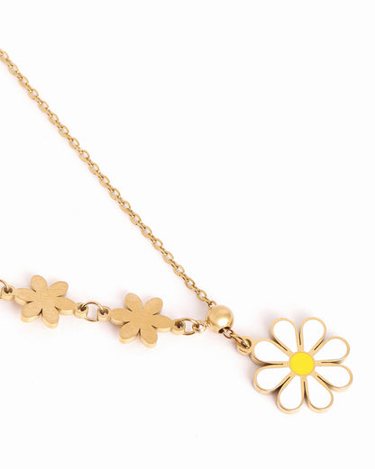 18kt Gold Plated Multiple Floral Enamel Necklace