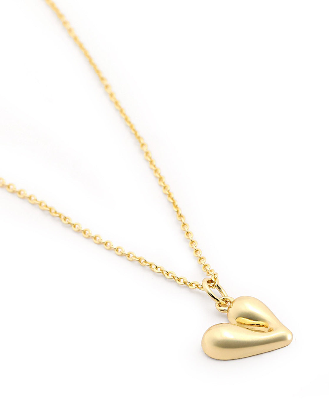 18kt Gold Plated Puff Heart Pendant and Chain