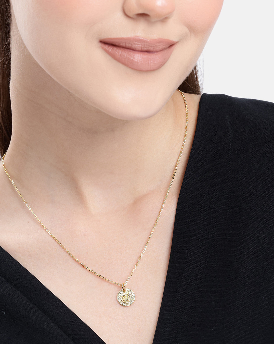 18kt Gold Plated Moon and Star Pendant and Chain