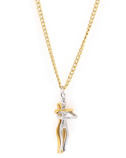 18kt Gold Plated Couple Hug Pendant and Chain