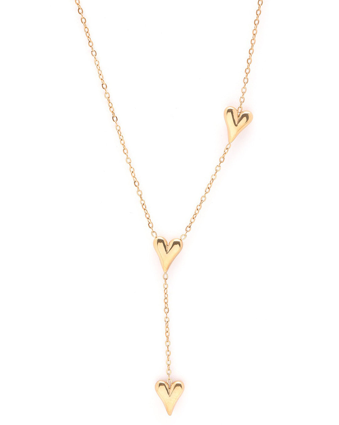 18kt Gold Plated Dangling Heart Lariat Necklace