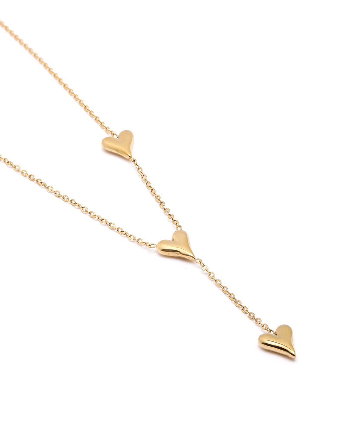 18kt Gold Plated Dangling Heart Lariat Necklace