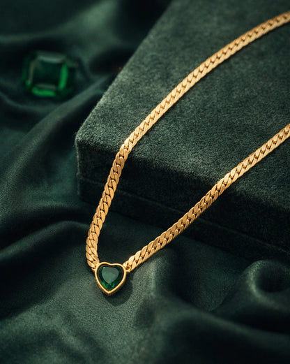 18kt Gold Plated Heart Solitaire Pendant Necklace