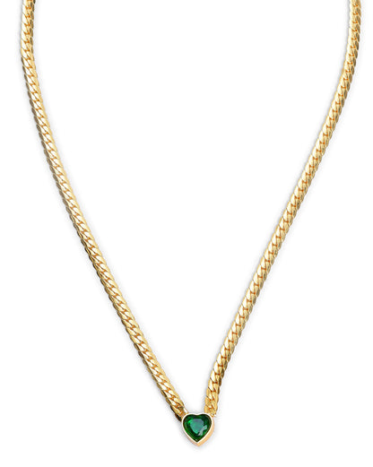 18kt Gold Plated Heart Solitaire Pendant Necklace