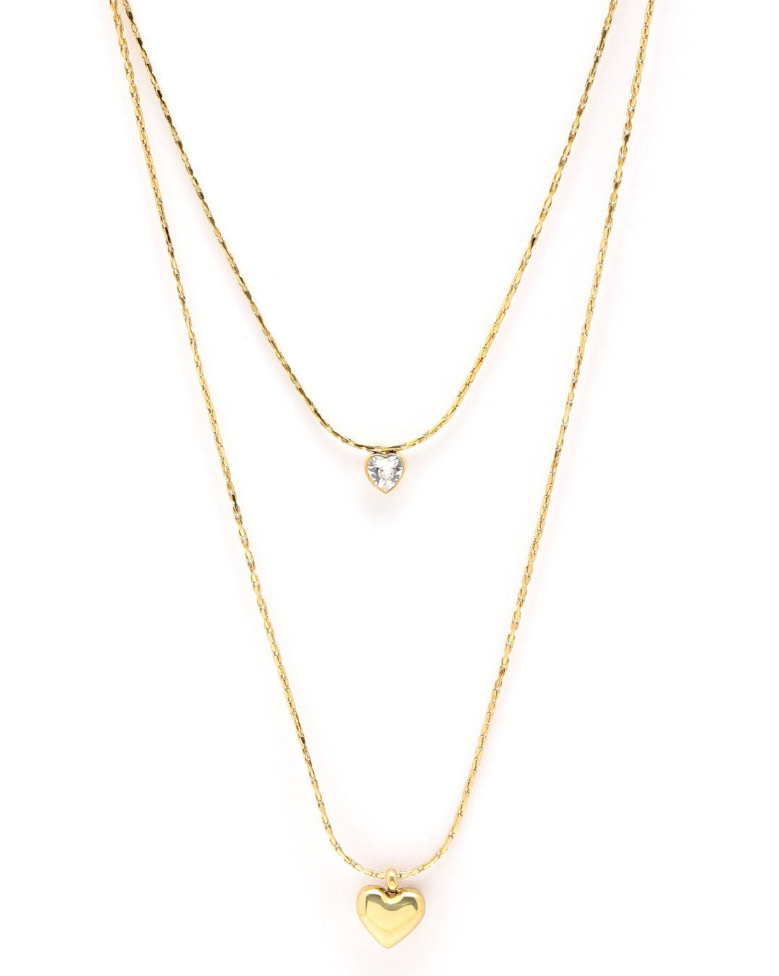 18kt Gold Plated CZ Heart Layered Necklace