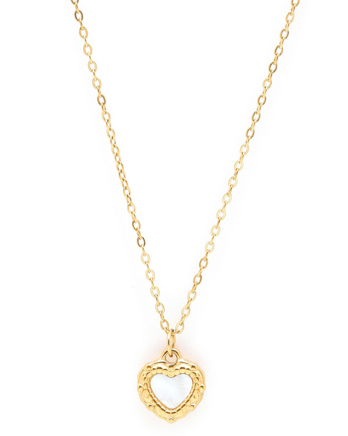 18kt Gold Plated Shell Puff Heart Reversible Pendant and Chain