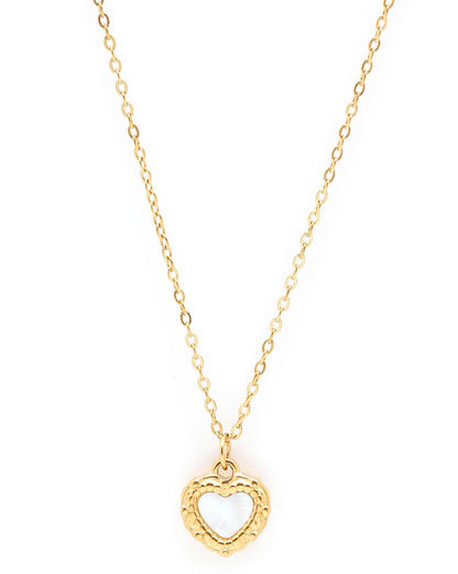 18kt Gold Plated Shell Puff Heart Reversible Pendant and Chain