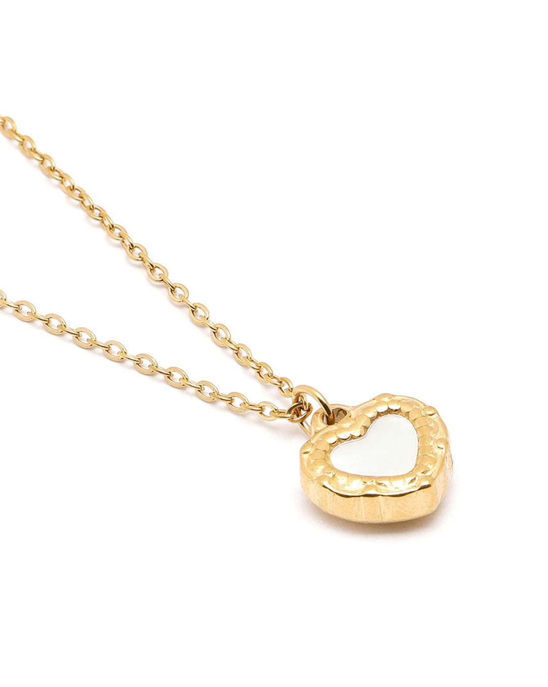 18kt Gold Plated Shell Puff Heart Reversible Pendant and Chain