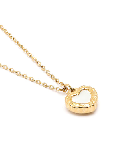 18kt Gold Plated Shell Puff Heart Reversible Pendant and Chain