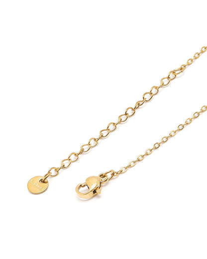 18kt Gold Plated Shell Puff Heart Reversible Pendant and Chain