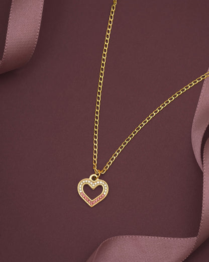 18kt Gold Plated CZ Heart Pendant and Chain