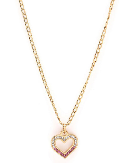 18kt Gold Plated CZ Heart Pendant and Chain
