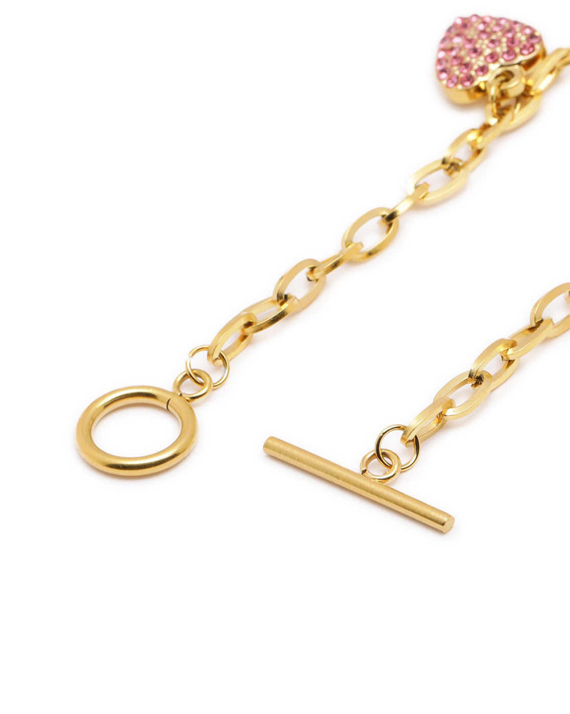 18kt Gold Plated CZ Heart Pendant with Toggle Necklace