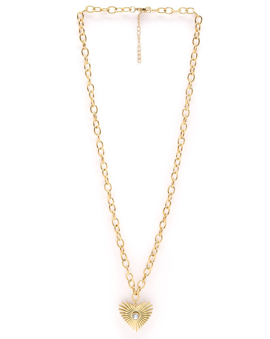 18kt Gold Plated CZ Heart Pendant and Chain