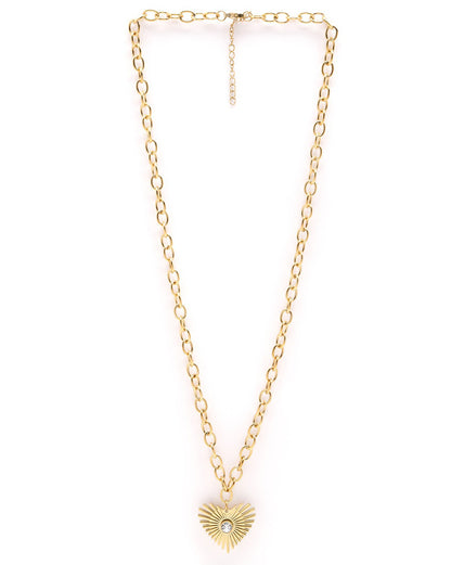 18kt Gold Plated CZ Heart Pendant and Chain