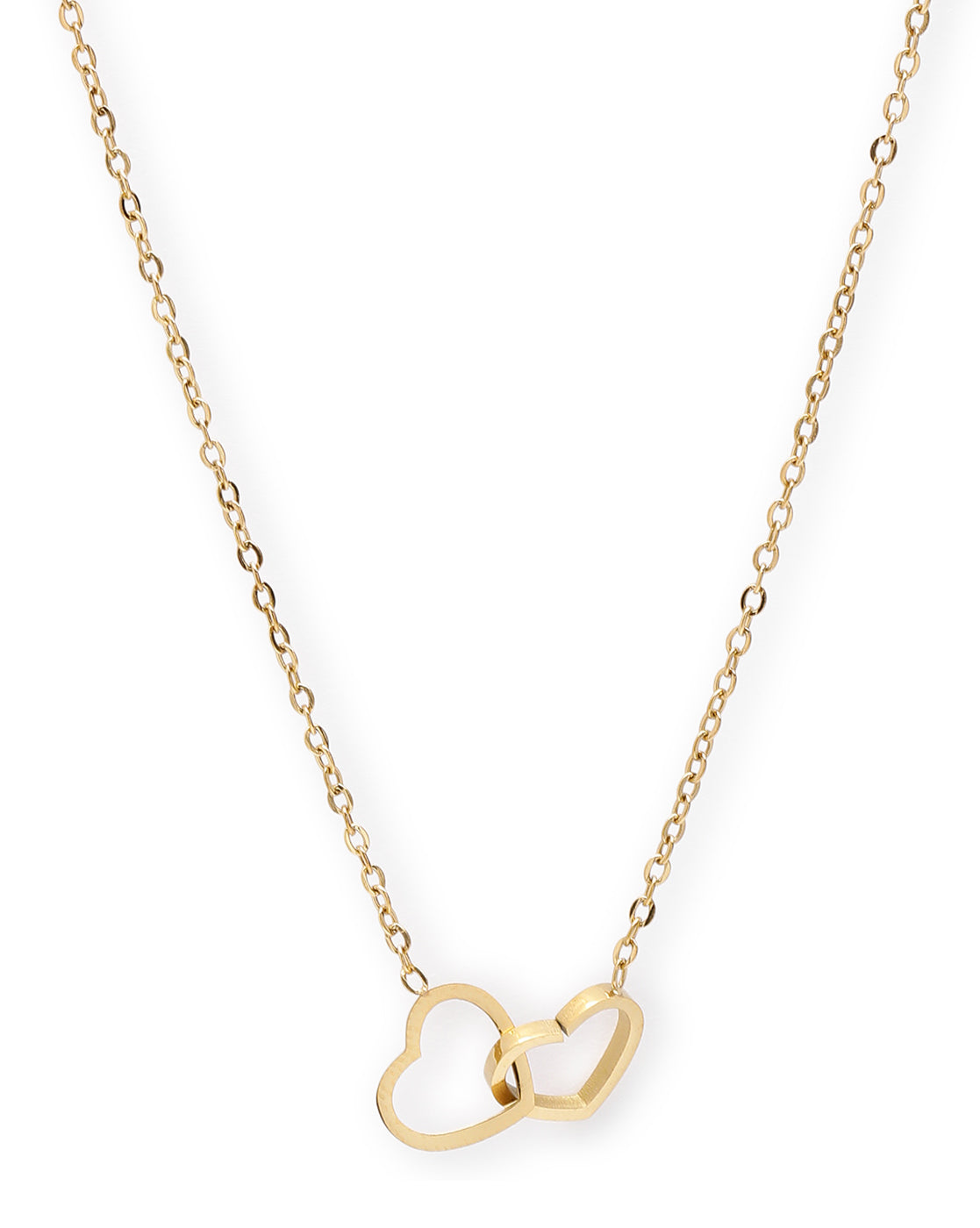 Gold Plated Twin Heart Pendant Necklace
