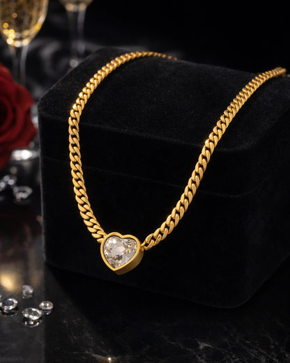 Gold Plated Heart Solitaire Necklace