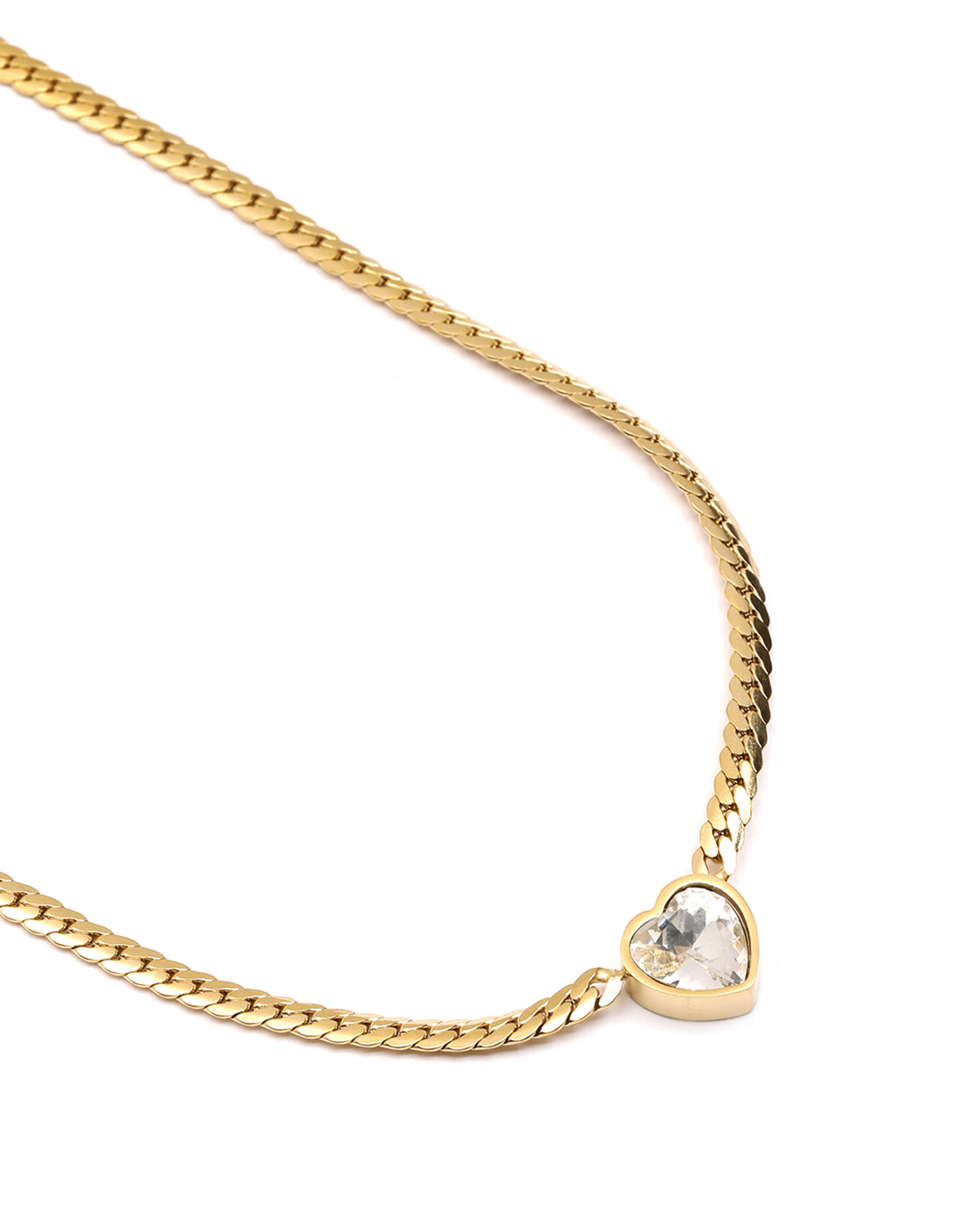 Gold Plated Heart Solitaire Necklace