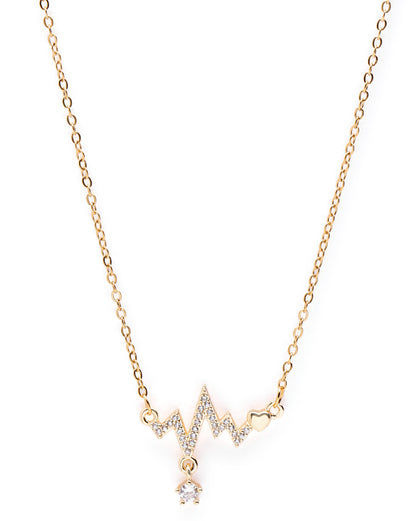 Gold Plated CZ Lifelines Star and Heart Necklace