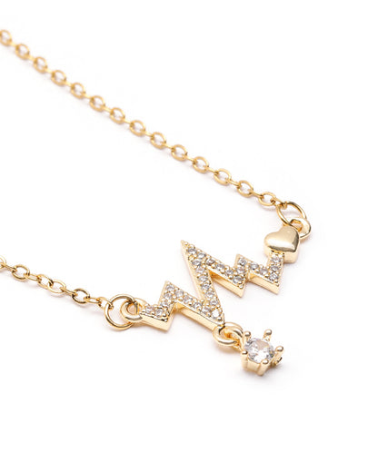 Gold Plated CZ Lifelines Star and Heart Necklace