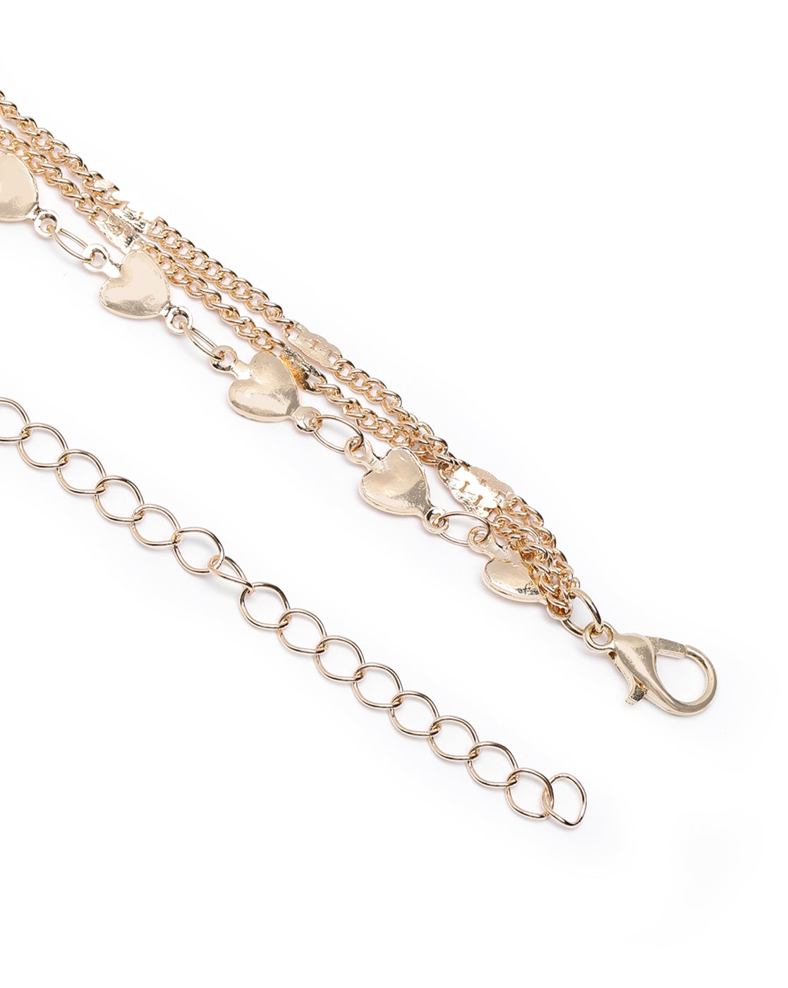 Rose Gold Plated Pearl Dangling Openable Heart Layered Necklace