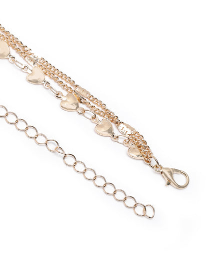 Rose Gold Plated Pearl Dangling Openable Heart Layered Necklace